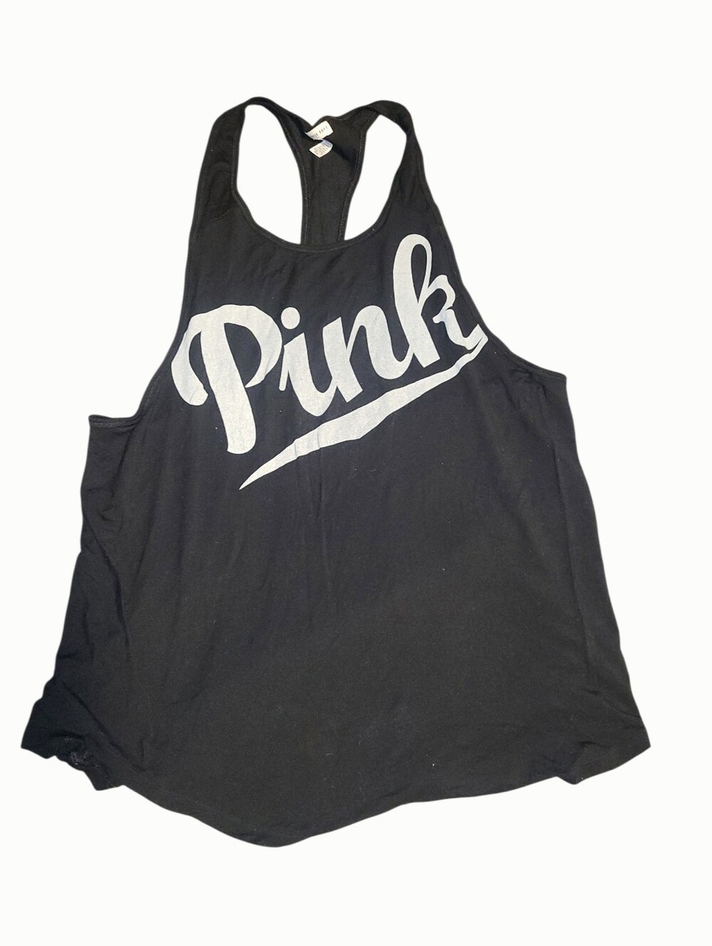 PINK Victoria's Secret Black Racerback Logo Tank Size Small